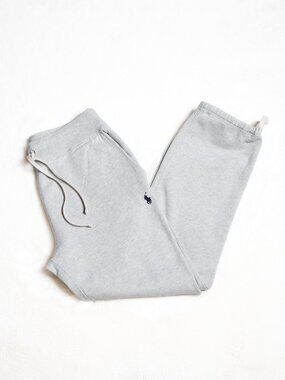 POLO Ralph Lauren Gray Drawstring Ankle Sweatpants Embroidered Pony Logo